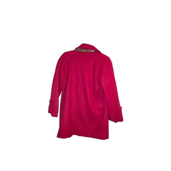 BFA Classics Red Wool Blend Coat Size 14 – Paisley Trim Scarf, Double Breasted - Picture 2 of 14
